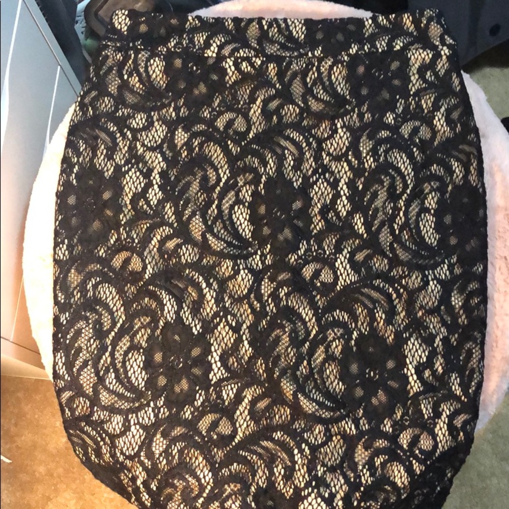 INC Black and Nude Lace Skirt